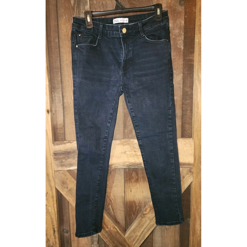 Womens Zara Jeans Black Skinny Size 10 Grunge Punk Style